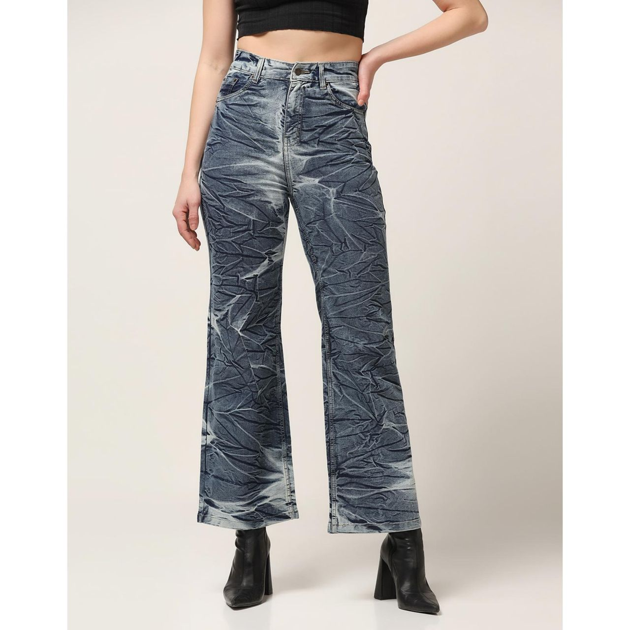 Women's Denim Jeans Navy Off White Tie Dyed